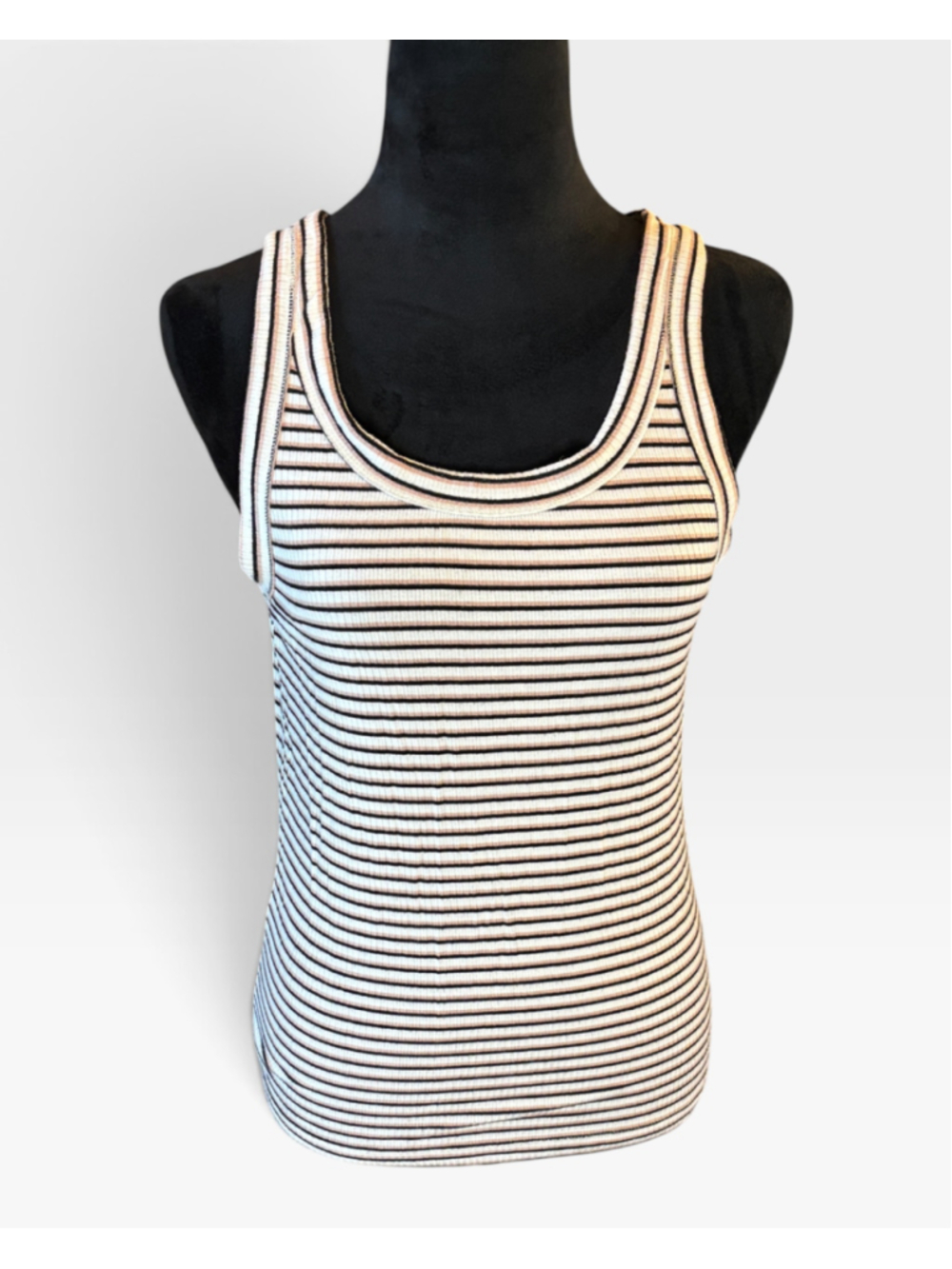 American Eagle Soft & Sexy Black, Brown, White Rib Tank Top - Size M